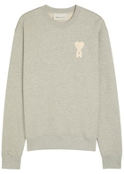 Ami Paris Logo-appliquéd Cotton Sweatshirt Grey