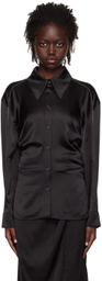 J KOO Black Gathered Shirt