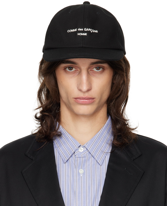 Photo: Comme des Garçons Homme Black Embroidered-Logo Cap