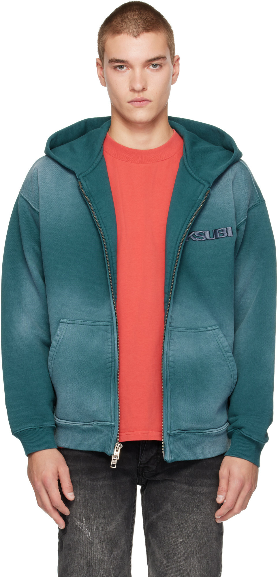 Ksubi Green Rugged Zip Hoodie