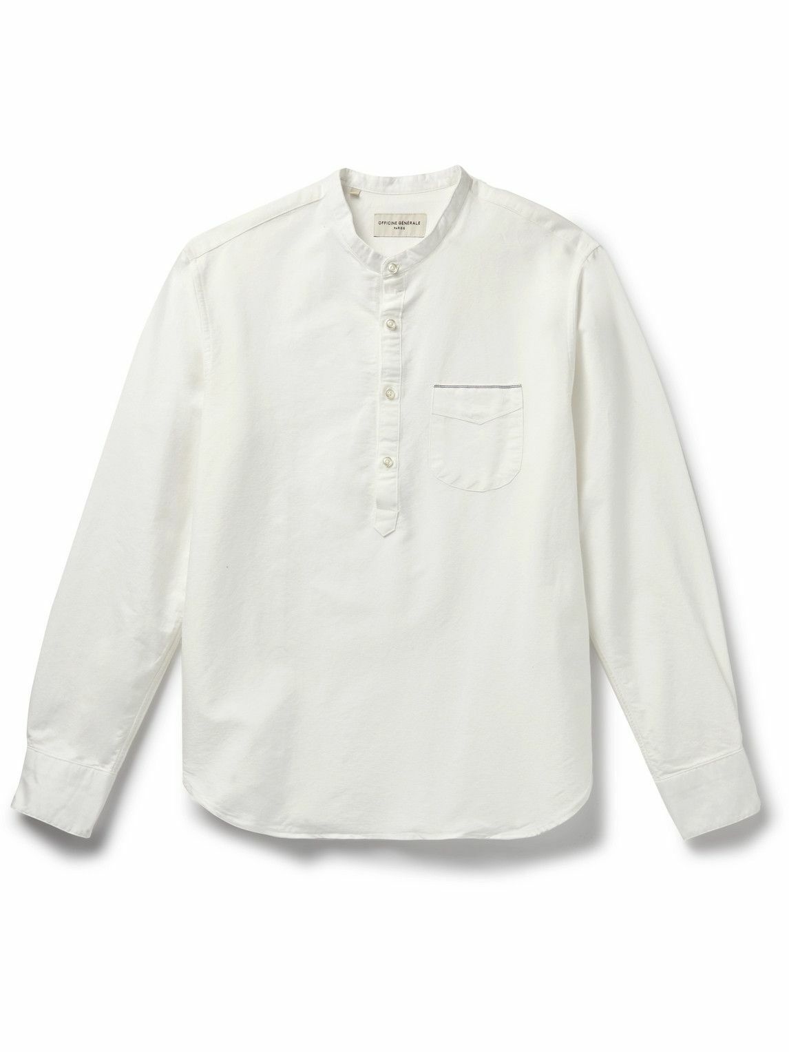 Officine Générale - Auguste Grandad-Collar Selvedge Cotton Oxford Shirt ...