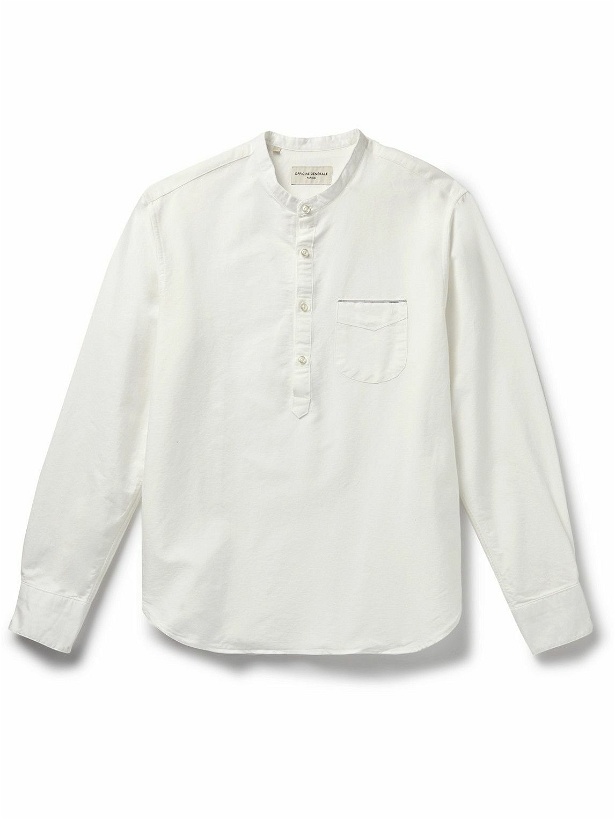 Photo: Officine Générale - Auguste Grandad-Collar Selvedge Cotton Oxford Shirt - White