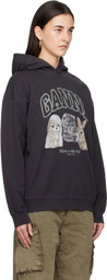 GANNI Black Animal Print Hoodie
