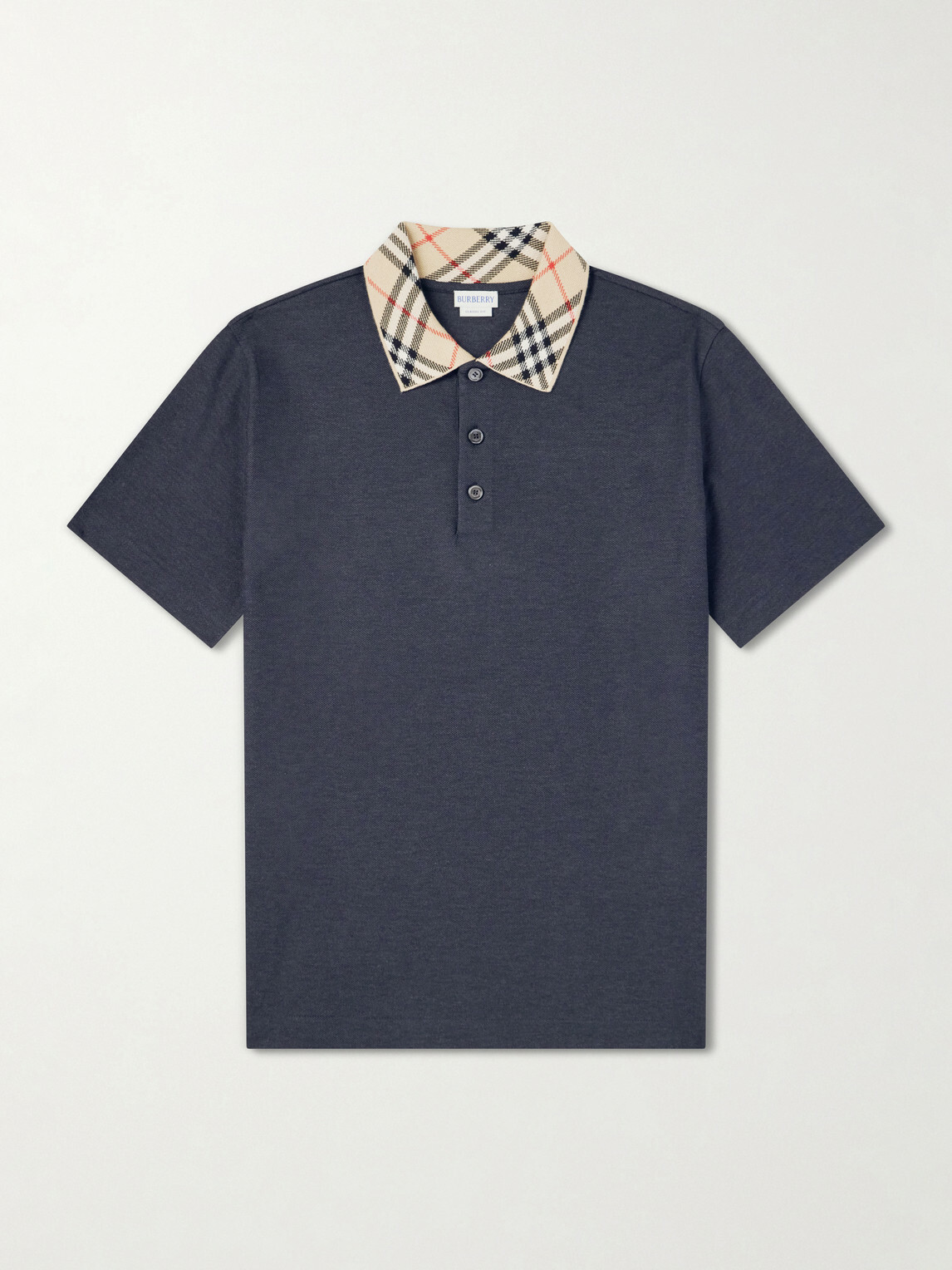 Burberry - Checked Cotton-Piqué Polo Shirt - Gray