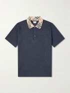 Burberry - Checked Cotton-Piqué Polo Shirt - Gray