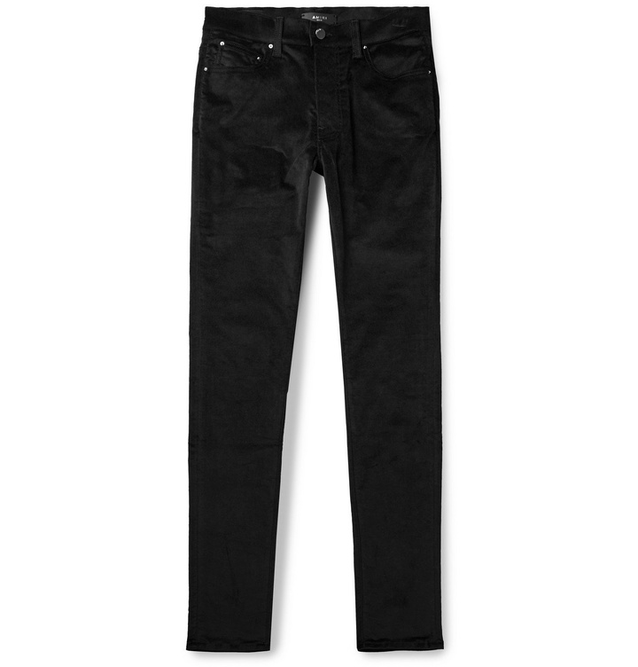 Photo: AMIRI - Skinny-Fit Stretch-Velvet Trousers - Black