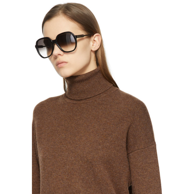 Victoria Beckham Black Oversized Round Sunglasses Victoria  display picture 1