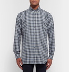 Brioni - Button-Down Collar Checked Cotton-Twill Shirt - Men - Navy