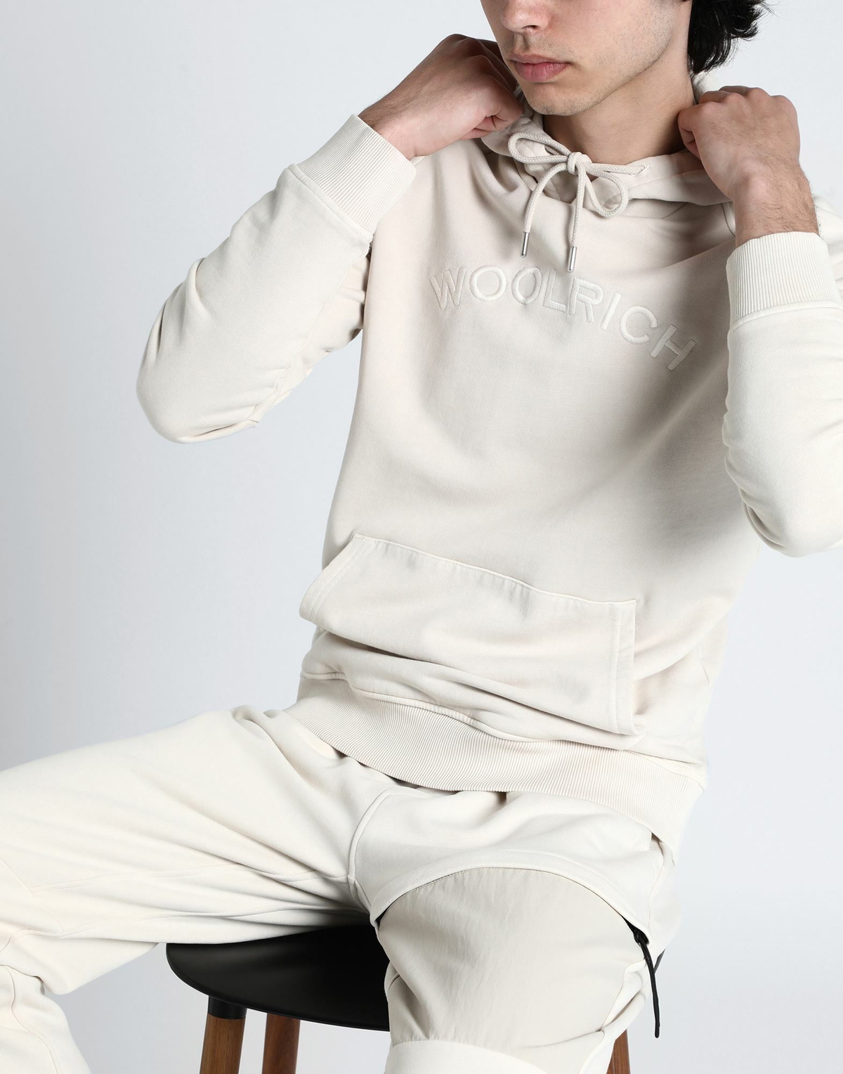 Woolrich Varsity Hoodie Mens Sweatshirt Cream