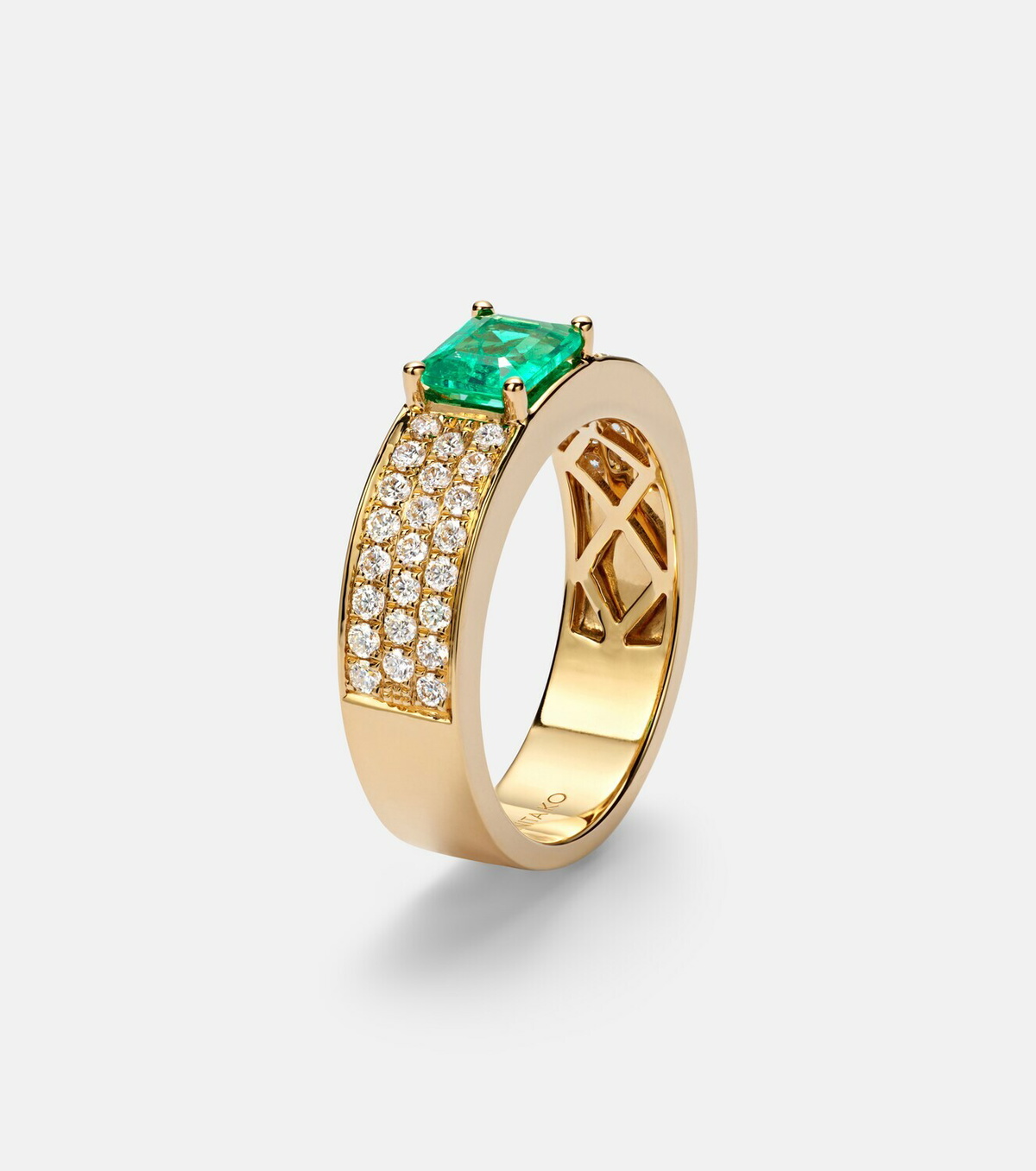 Anita Ko 18kt gold ring with emerald and diamonds