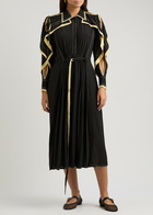 Lovebirds Contrast-trim Silk Crepe-de-chine Midi Dress Black