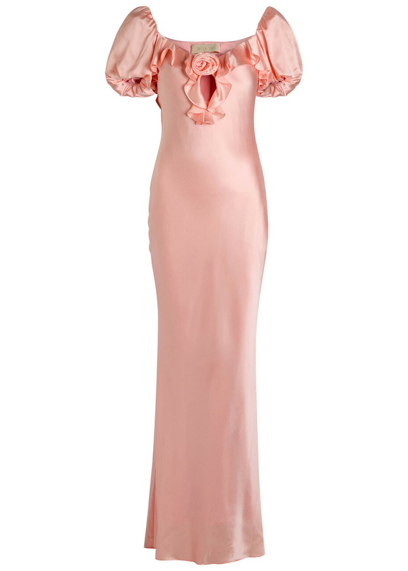 Photo: DE LA Vali Eden Ruffled Stretch-satin Maxi Dress Light Pink