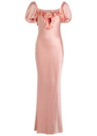 DE LA Vali Eden Ruffled Stretch-satin Maxi Dress Light Pink