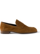 Brioni - Leather-Trimmed Suede Penny Loafers - Brown