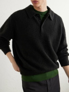 A.PRESSE - Brushed Cashmere Polo Sweater - Black