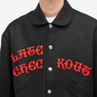 Late Checkout Men's Bellboy Varsity Jacket in Black