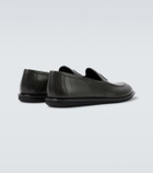 Giorgio Armani Embroidered logo leather loafers