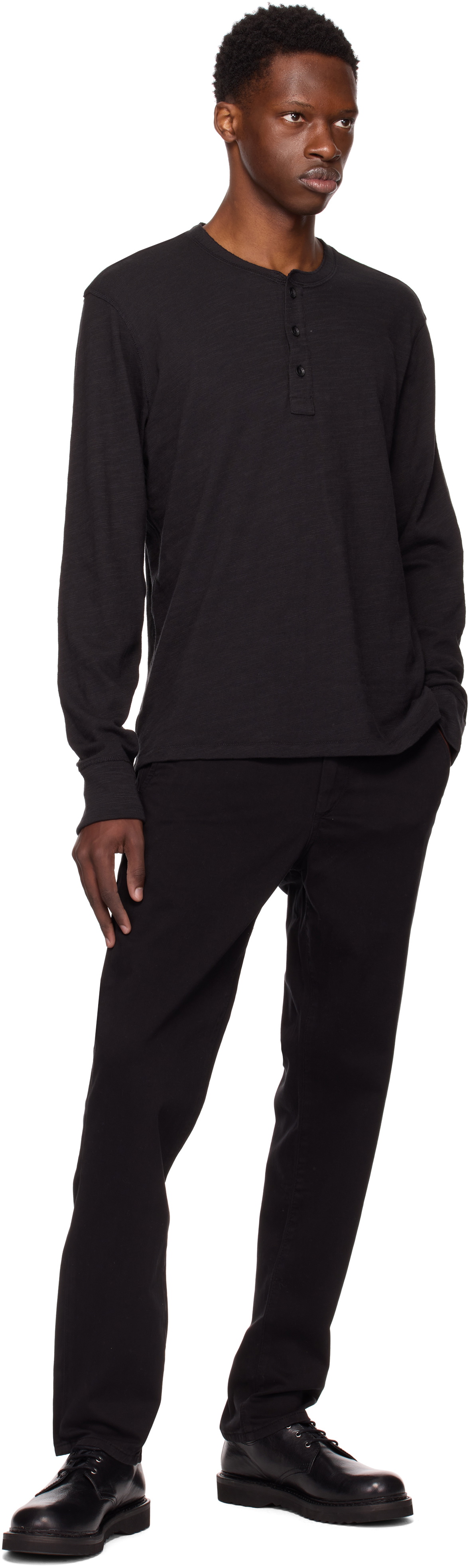 rag & bone Black Classic Flame Henley