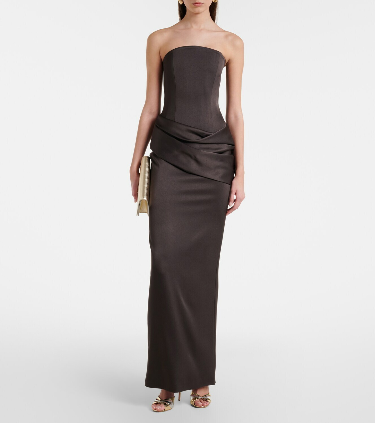 Alex Perry Draped satin crêpe bustier gown