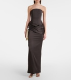Alex Perry Draped satin crêpe bustier gown