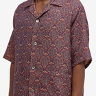 Needles Men's Jacquard Cabana Vacation Shirt in Navy/Yellow/Brown