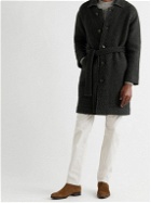Brioni - Belted Herringbone Wool-Blend Overcoat - Gray