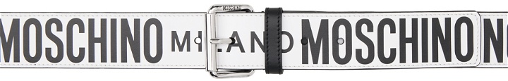 Photo: Moschino White 'Milano' Logo Belt