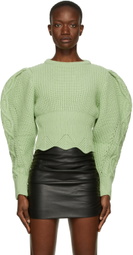 Wandering Green Balloon Sleeve Knit Sweater