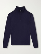 Canali - Rib-Trimmed Wool Half-Zip Sweater - Blue