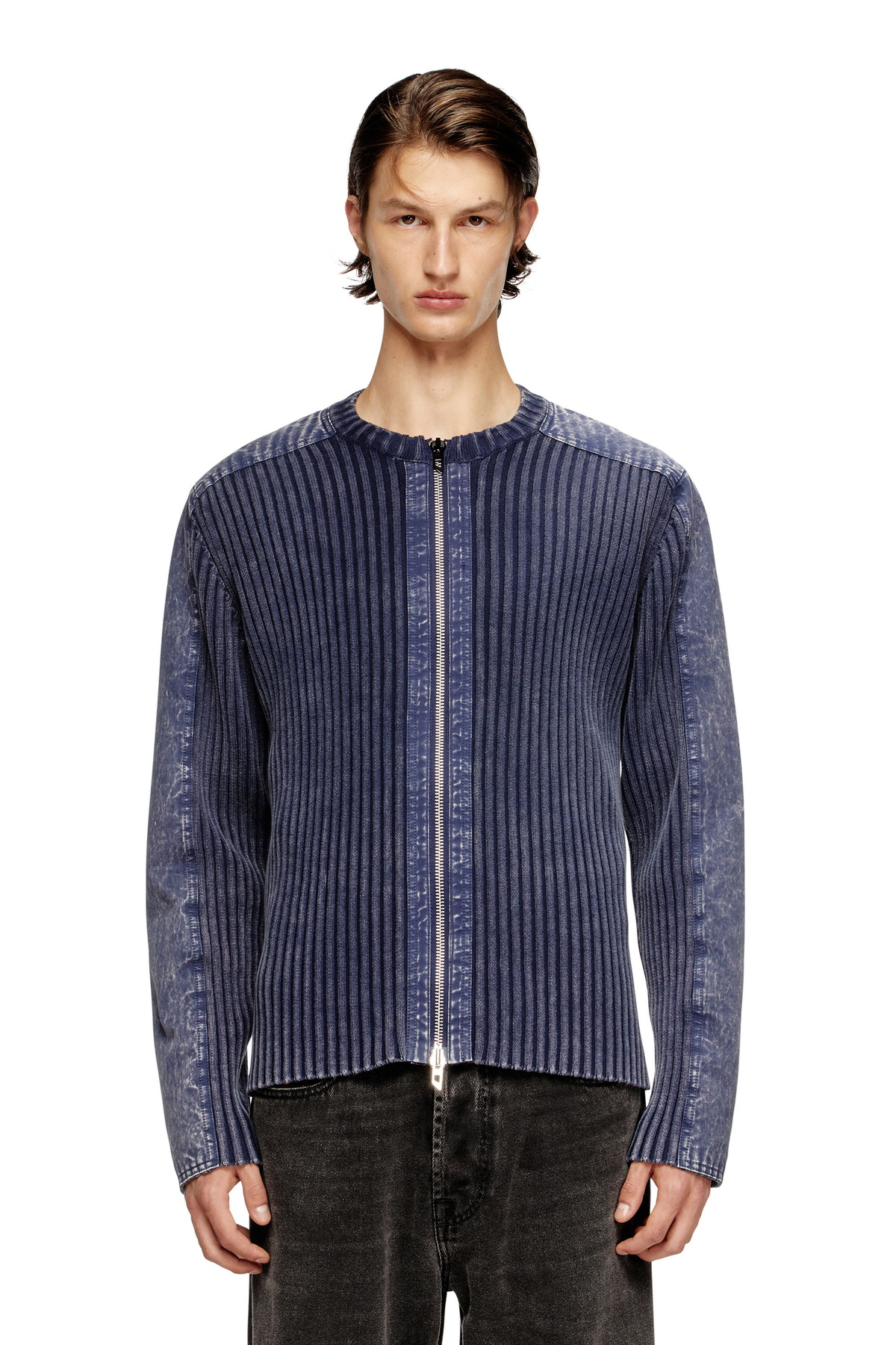 Diesel Zip-up cardigan with contrast panels - Knitwear Mens in To