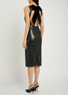 Alice + Olivia Wynell Bow-appliquéd Faux Leather Midi Dress Black