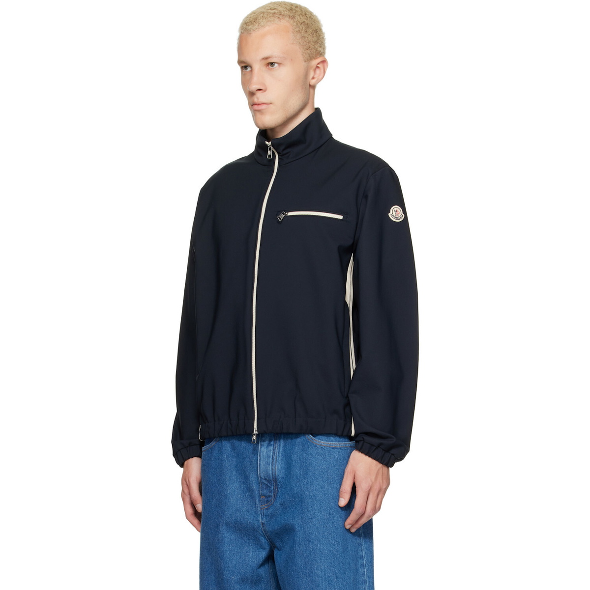 Moncler Navy Fourioun Cotton Blend Short Jacket