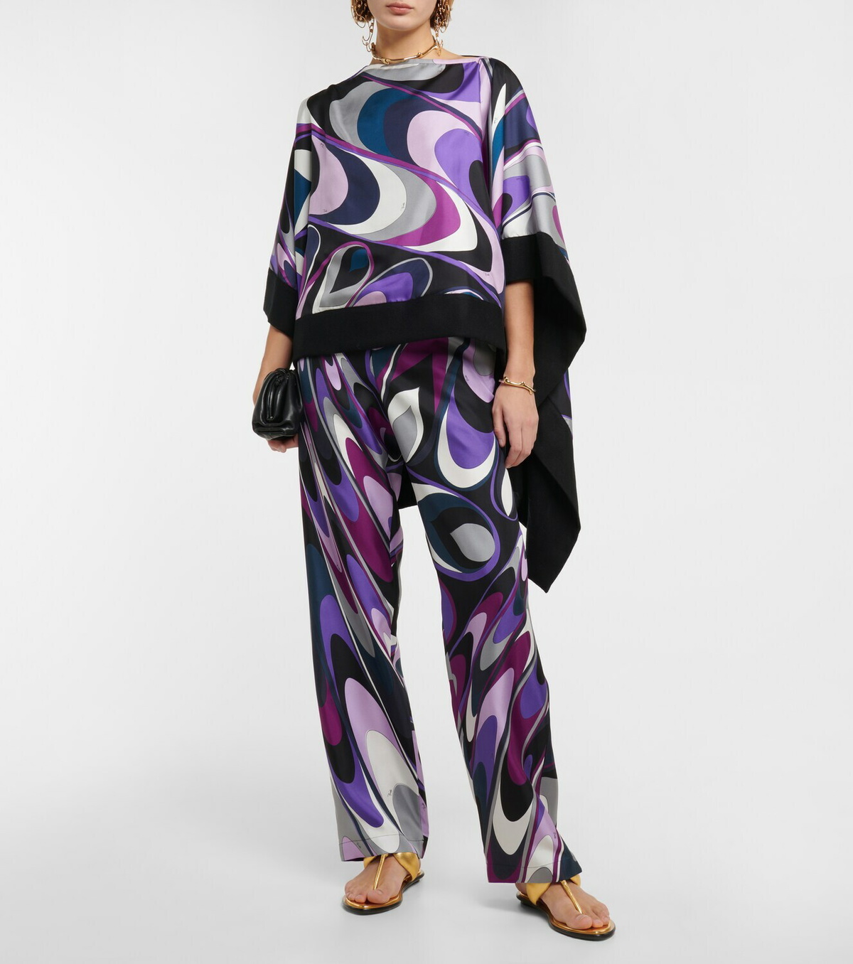 Pucci - Printed silk and wool poncho blouse Emilio Pucci