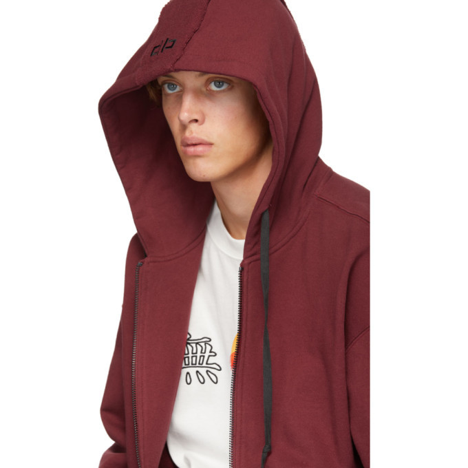 D by D Burgundy Raw Cut Hoodie