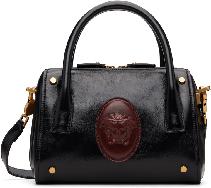 Photo: Versace Black Roomy Small Leather Boston Bag