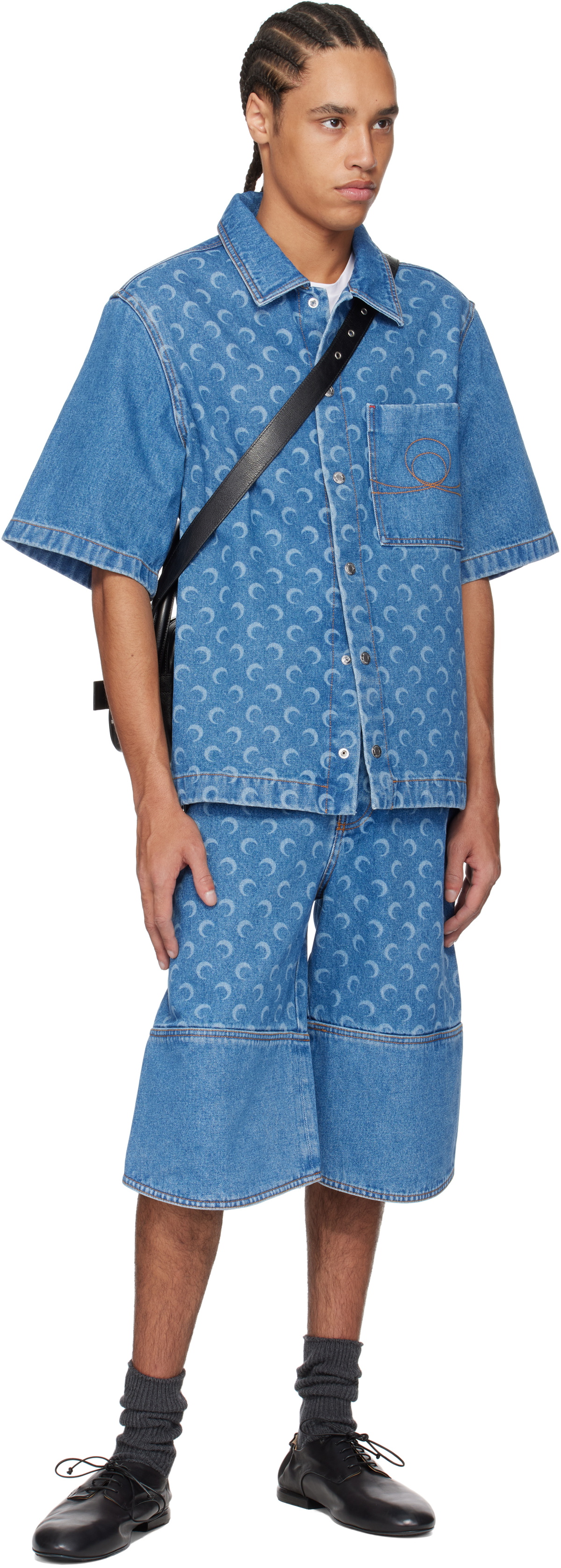 Marine Serre Blue Moon Laser Workwear Denim Shirt