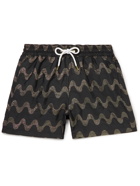 Frescobol Carioca - Copacabana Slim-Fit Short-Length Metallic Embroidered Swim Shorts - Black