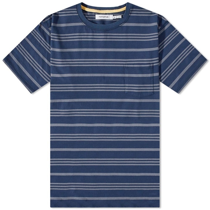 Photo: Nonnative Men's Dweller Stripe Pocket T-Shirt in Navy