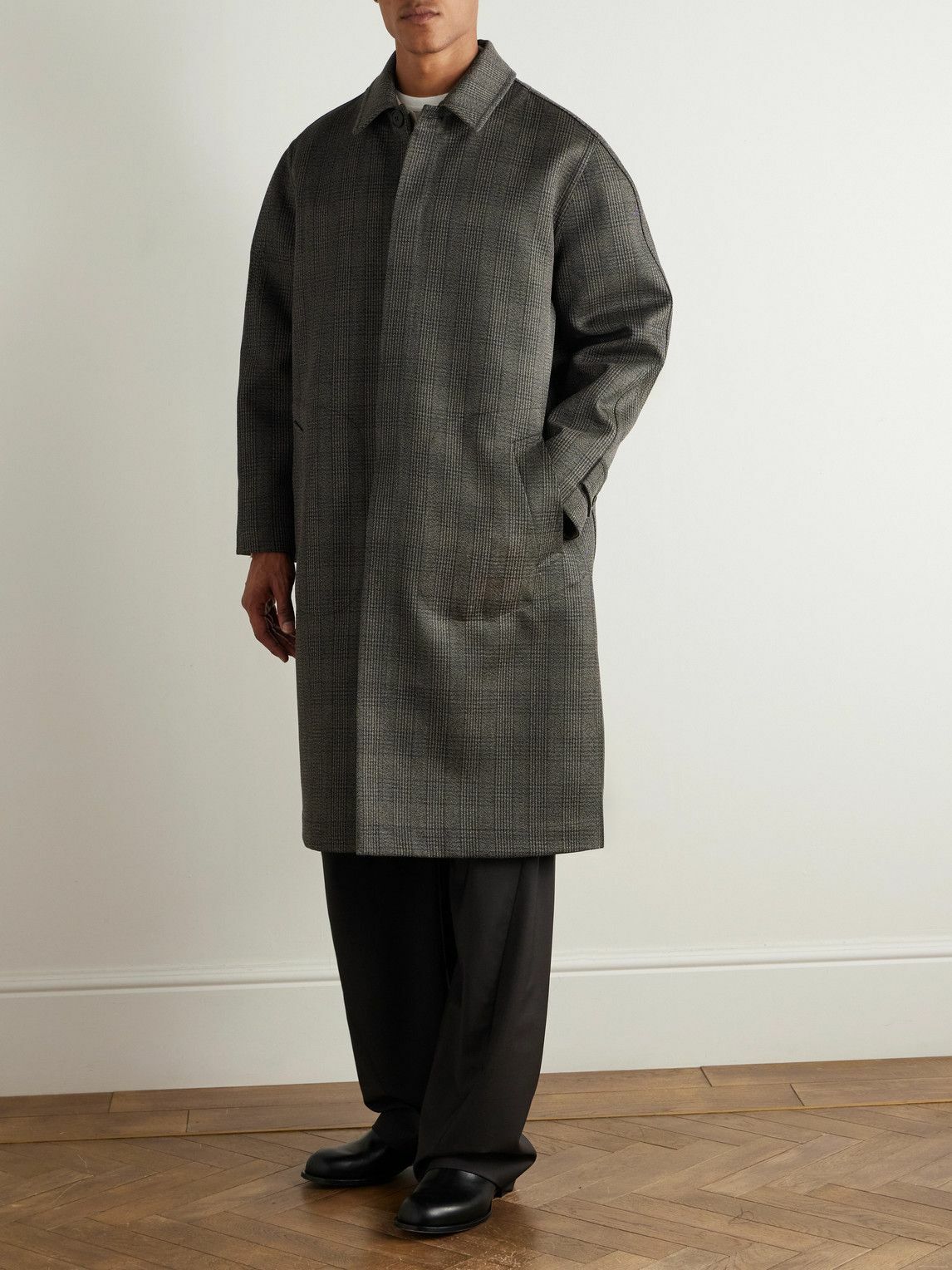 The Row - Palo Prince of Wales Checked Virgin Wool and Silk-Blend Coat - Black