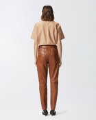 Pinko Leather Trousers With Belt Warm Bronze