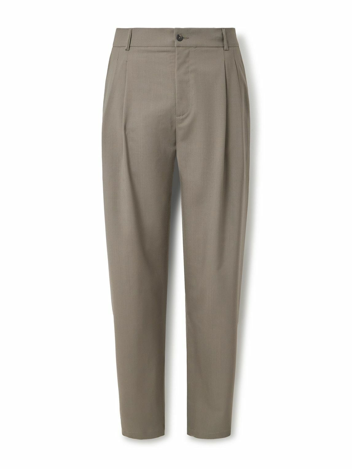 De Bonne Facture - Straight-Leg Pleated Linen Trousers - Green