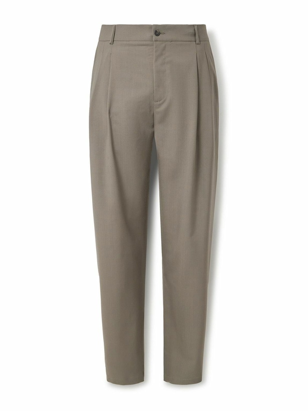 Photo: De Bonne Facture - Straight-Leg Pleated Linen Trousers - Green
