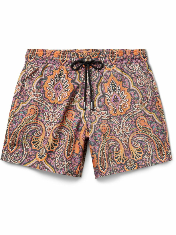 Photo: Etro - Slim-Fit Mid-Length Paisley-Print Swim Shorts - Orange