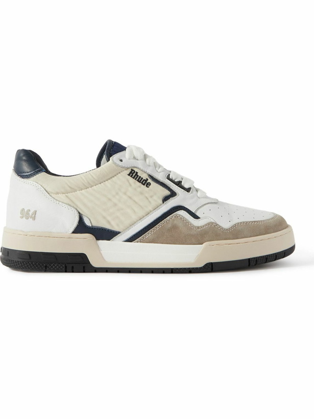 Photo: Rhude - Racing Suede-Trimmed Leather and Shell Sneakers - White