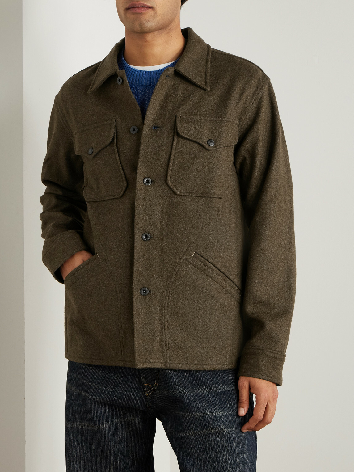 RRL - Wool-Blend Felt Overshirt - Green
