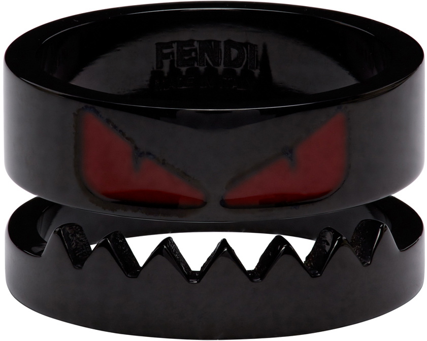 Fendi Black Bag Bugs Shiny Red Eyes Ring