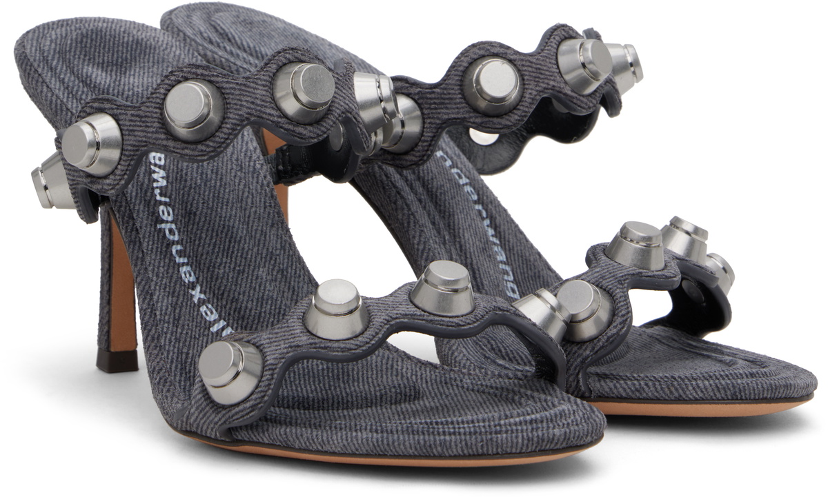 サンダル・ミュール ALEXANDER WANG DARK GREY LEATHER RIOT MULES Alexander Wang Dark Grey Leather Riot Mules (Alexander Wang