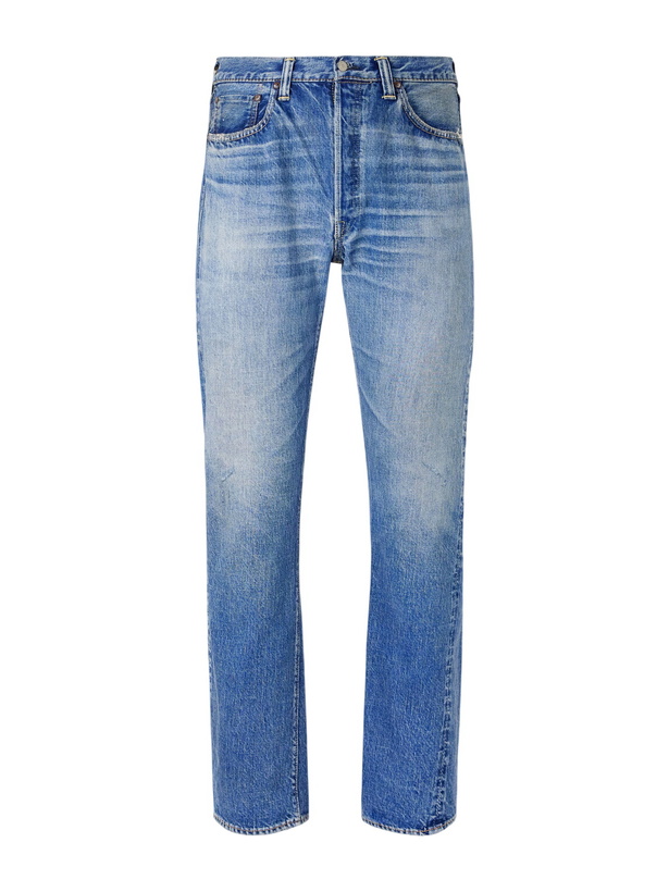 Photo: FULLCOUNT - Dartford 1341-1101 Straight-Leg Distressed Selvedge Jeans - Blue