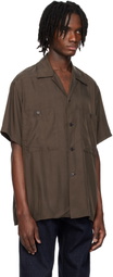 YOKE Brown Chambray Open Collar Shirt