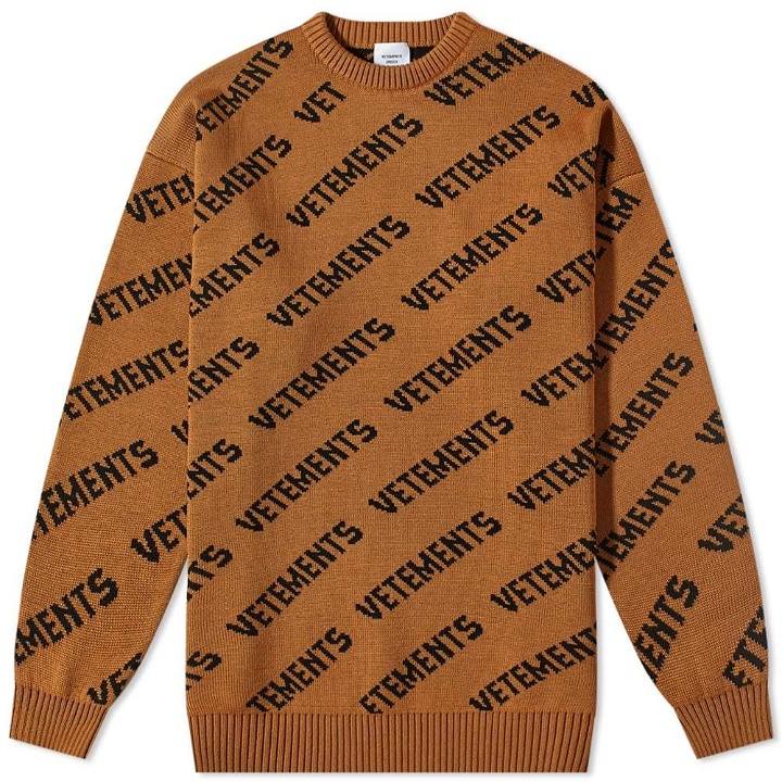 Photo: VETEMENTS All Over Logo Crew Knit